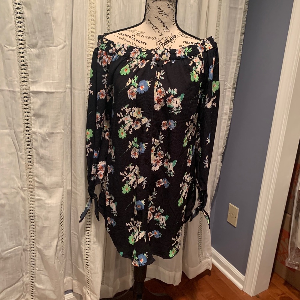 Nasty Gal navy Bardot dress